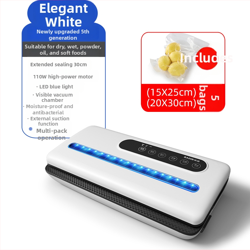 Vakuová baliaca stanica na potraviny, automatická, uchovávanie čerstvosti, baliace tašky s kompresiou, vhodná pre malé domácnosti a komerčné použitie