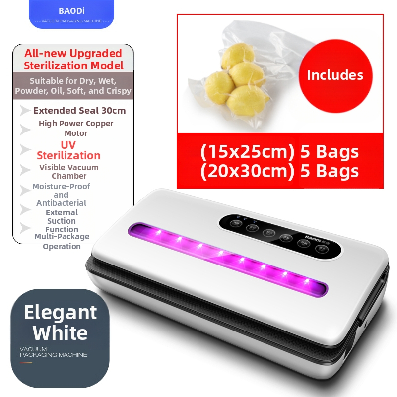 Vakuová baliaca stanica na potraviny, automatická, uchovávanie čerstvosti, baliace tašky s kompresiou, vhodná pre malé domácnosti a komerčné použitie