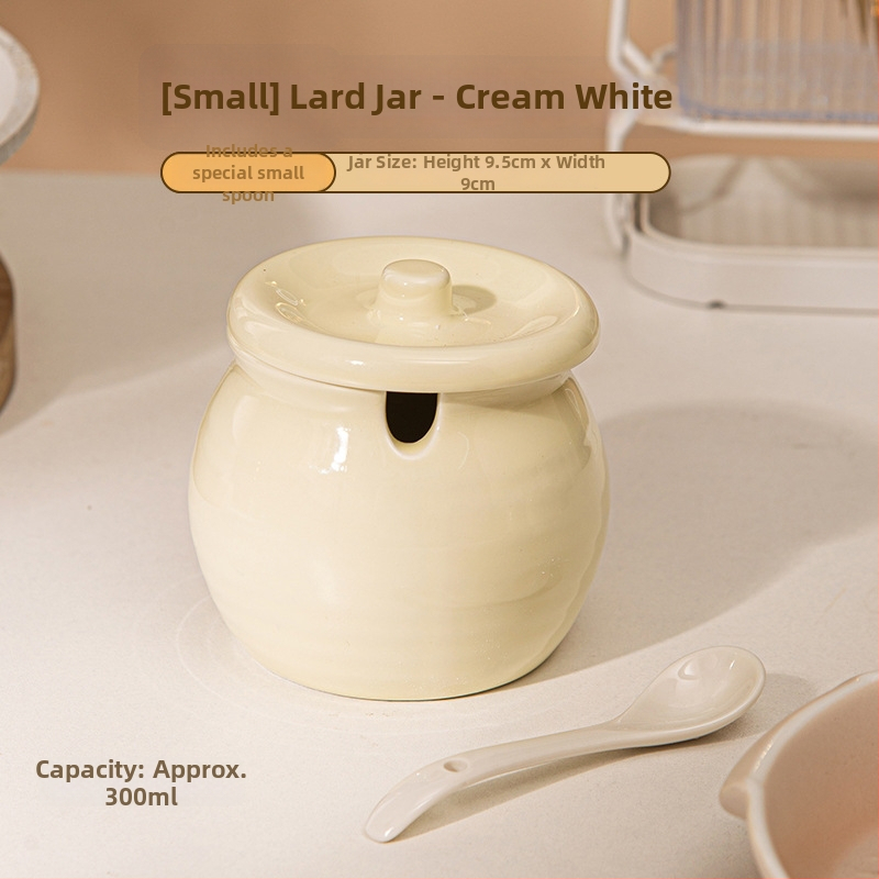 Keramička posuda za ulje s dvostrukim ručkama, poklopac i žlica — otpornost na visoke temperature, Yehua Ceramics