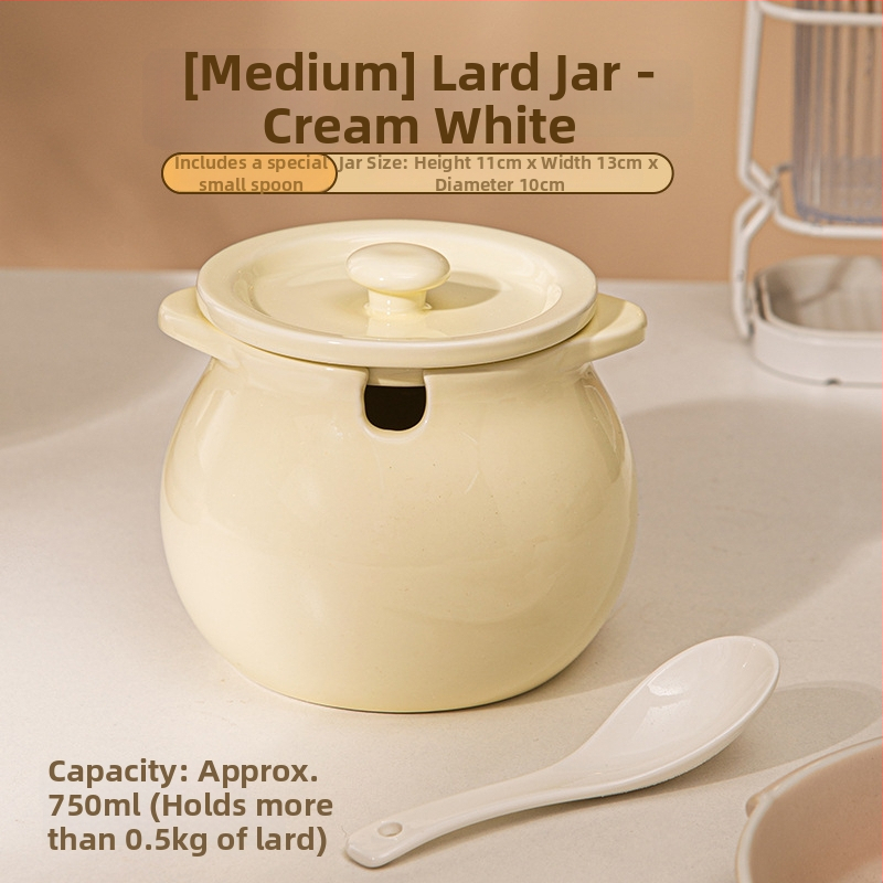 Keramička posuda za ulje s dvostrukim ručkama, poklopac i žlica — otpornost na visoke temperature, Yehua Ceramics