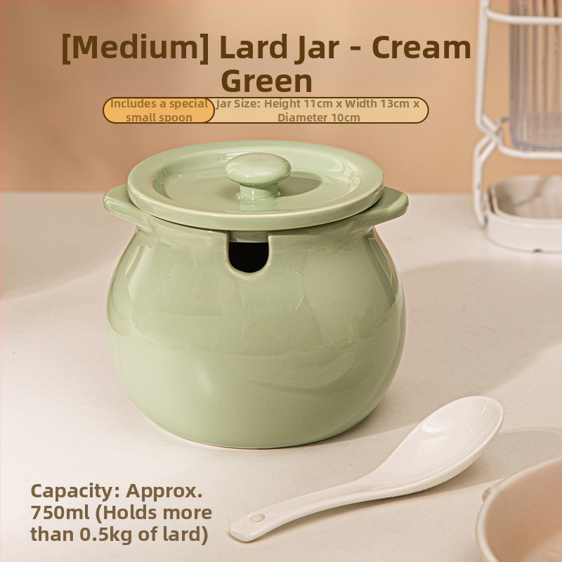 Keramička posuda za ulje s dvostrukim ručkama, poklopac i žlica — otpornost na visoke temperature, Yehua Ceramics