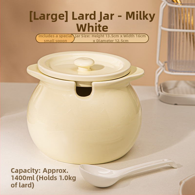 Keramička posuda za ulje s dvostrukim ručkama, poklopac i žlica — otpornost na visoke temperature, Yehua Ceramics