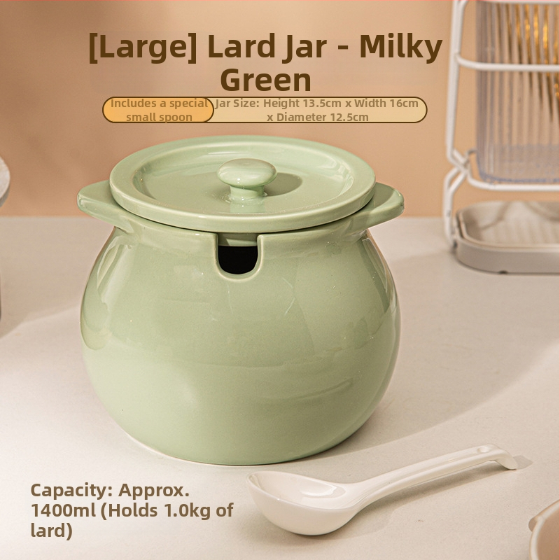 Keramička posuda za ulje s dvostrukim ručkama, poklopac i žlica — otpornost na visoke temperature, Yehua Ceramics