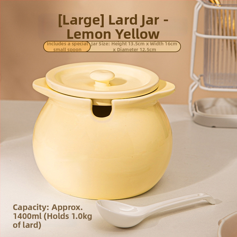 Keramička posuda za ulje s dvostrukim ručkama, poklopac i žlica — otpornost na visoke temperature, Yehua Ceramics