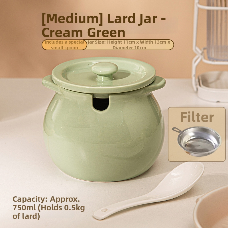 Keramička posuda za ulje s dvostrukim ručkama, poklopac i žlica — otpornost na visoke temperature, Yehua Ceramics