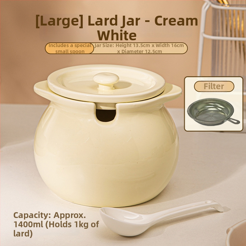 Keramička posuda za ulje s dvostrukim ručkama, poklopac i žlica — otpornost na visoke temperature, Yehua Ceramics