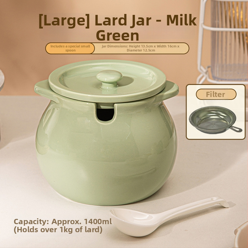 Keramička posuda za ulje s dvostrukim ručkama, poklopac i žlica — otpornost na visoke temperature, Yehua Ceramics