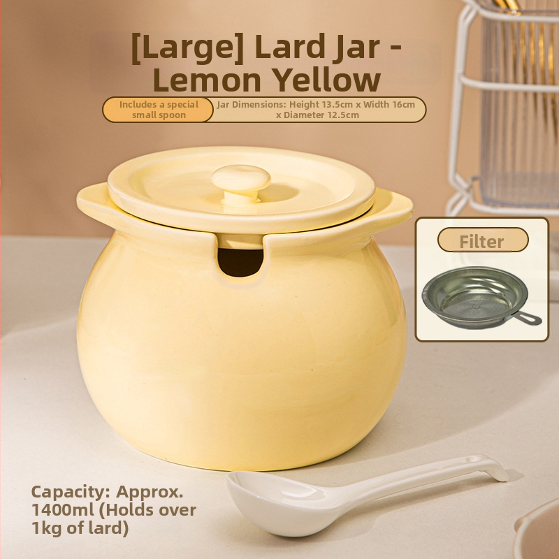 Keramička posuda za ulje s dvostrukim ručkama, poklopac i žlica — otpornost na visoke temperature, Yehua Ceramics