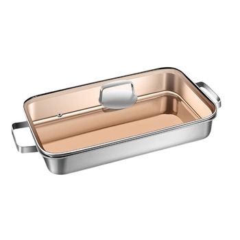 Ορθογώνια πλάκα από 316 ανοξείδωτο χάλυβα για επαγωγική εστία, πιάτο ψησίματος ψαριού, γυαλισμένη επιφάνεια, χωρίς επικάλυψη