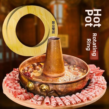Drveni set okruglih tanjura za japanski i korejski roštilj i Hot Pot – okretni disk