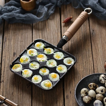 Ötvösvasból készült takoyaki sütő quail tojás formával, négyszögletes alak, elektroforeziós bevonat, összecsukható kialakítás, tapadásmentes felület