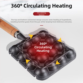 Ötvösvasból készült takoyaki sütő quail tojás formával, négyszögletes alak, elektroforeziós bevonat, összecsukható kialakítás, tapadásmentes felület