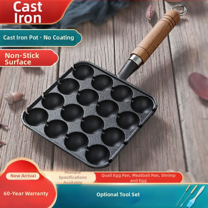 Ötvösvasból készült takoyaki sütő quail tojás formával, négyszögletes alak, elektroforeziós bevonat, összecsukható kialakítás, tapadásmentes felület