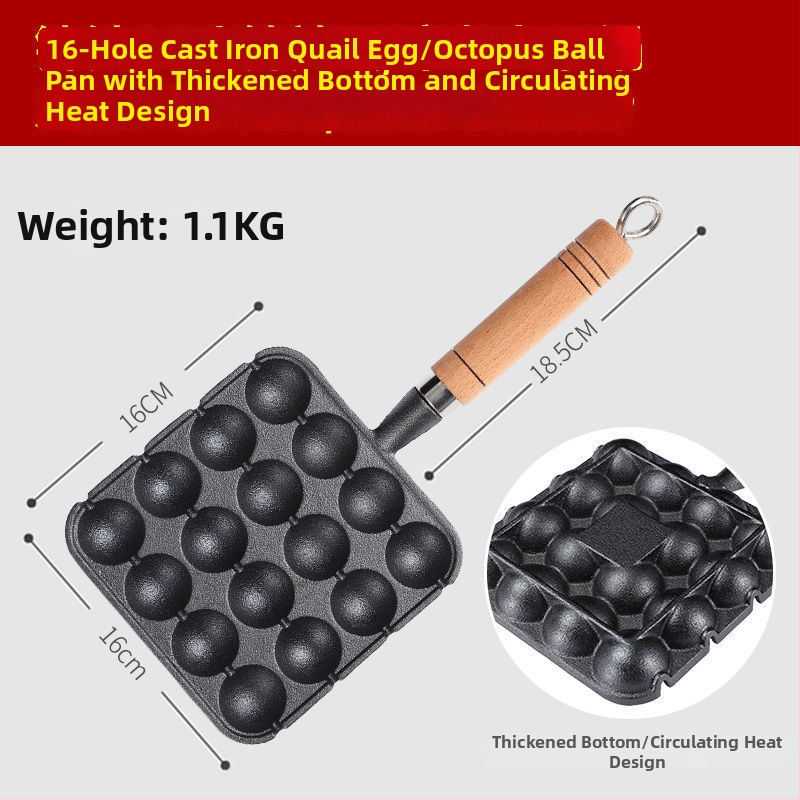 Ötvösvasból készült takoyaki sütő quail tojás formával, négyszögletes alak, elektroforeziós bevonat, összecsukható kialakítás, tapadásmentes felület