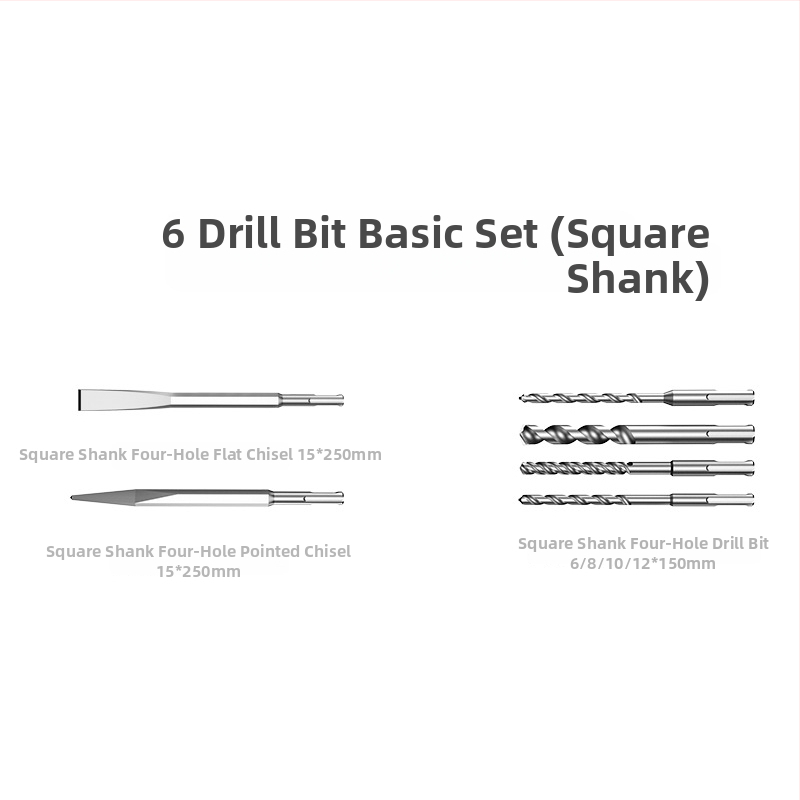 Xuxuan Sada vrtákov do kladiva: špirálové a trojuholníkové vrtáky, otvorovač stien, štvorcová a kruhová rukoväť, 3-dielny upínací set