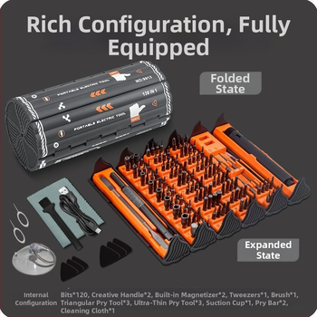 Elektrický presný skrutkovač set 138-in-1 pre demontáž, domáce použitie, vylepšená verzia so 6-dielnym súborom a tvrdenými bitmi, uhlíková oceľ