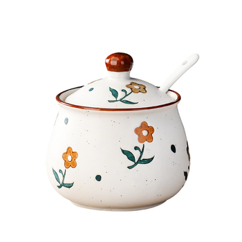 Long Yixuan Japanski stil mat keramički set posuda za začine s pladnjem, poklopcem i žlicom