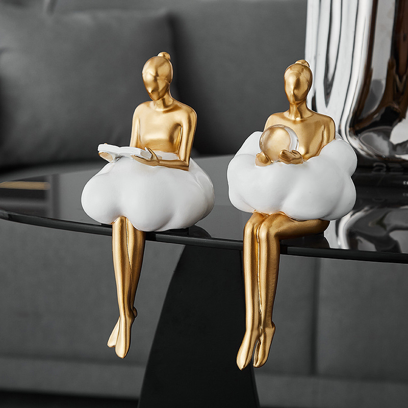 Figura od smole – Cloud Girl u baletu, moderan minimalistički ukras za dnevni boravak ili stol; Materijal: smola; Stil: modern i minimalistički; Poklon: vjenčanje, rođendan, diplomski