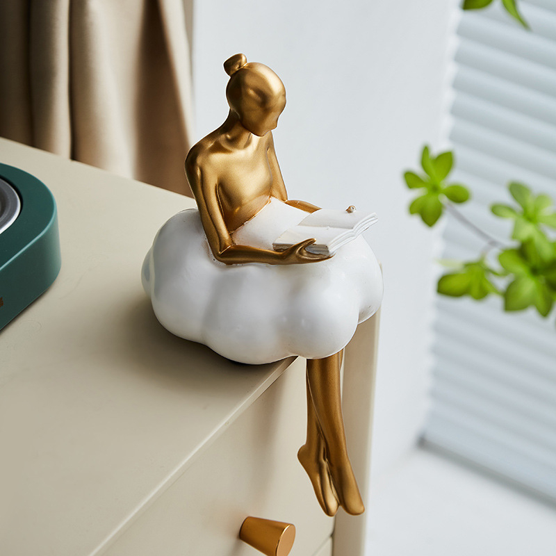 Figura od smole – Cloud Girl u baletu, moderan minimalistički ukras za dnevni boravak ili stol; Materijal: smola; Stil: modern i minimalistički; Poklon: vjenčanje, rođendan, diplomski