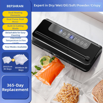 Plneautomatická domáca vákuová balička na potraviny (150W, 220V, 500–1000 ml, konštrukcia z nehrdzavejúcej ocele a plastu, model 02)