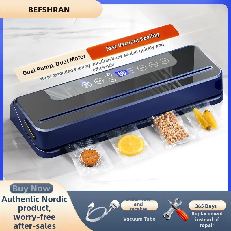 Plneautomatická domáca vákuová balička na potraviny (150W, 220V, 500–1000 ml, konštrukcia z nehrdzavejúcej ocele a plastu, model 02)