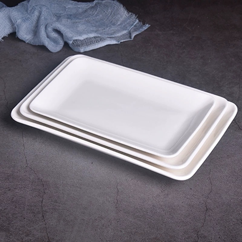 Keramički četverokutni tanjur za sushi, glazirana površina, moderan minimalistički stil, mikrovalna pogodna