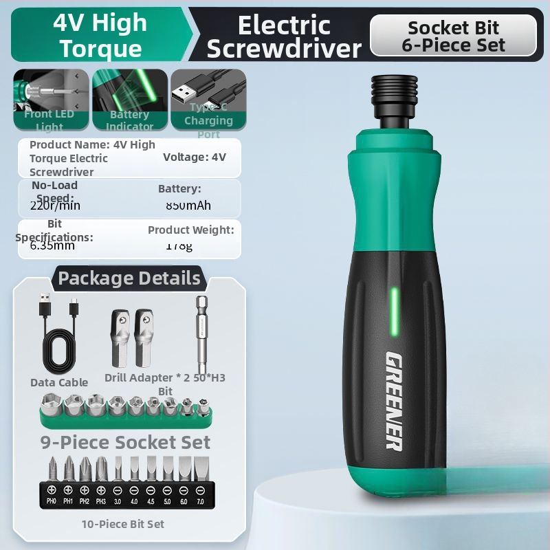 Töltésre újratölthető elektromos csavarhúzó, kompakt, multifunkcionális, keresztfej-kompatibilis, 15V, autóelektronikai alkalmazásokhoz