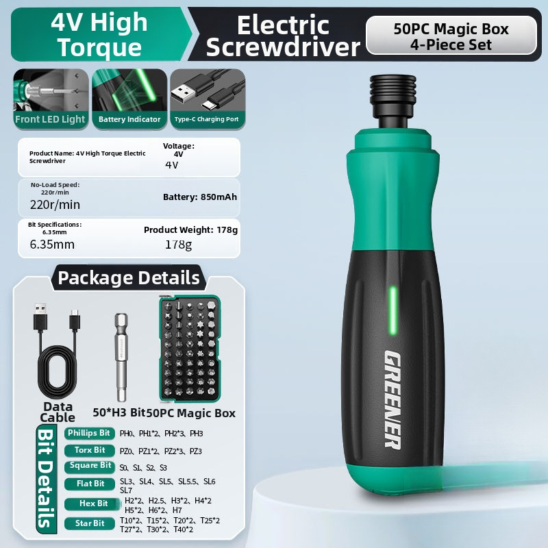 Töltésre újratölthető elektromos csavarhúzó, kompakt, multifunkcionális, keresztfej-kompatibilis, 15V, autóelektronikai alkalmazásokhoz