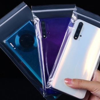 Zhongliang Packaging önzáró PE zacskó mobilltelefon tartozékokhoz — vízálló és porálló, egyszer használatos csomagolás, érintőképernyő-kompatibilis, zárótávolság 10–20 cm