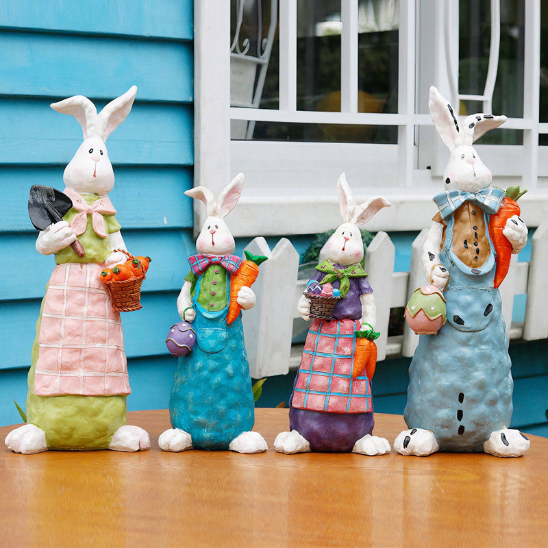 Figura zeca od smole za vrt, pastoralni stil, vanjska dekoracija