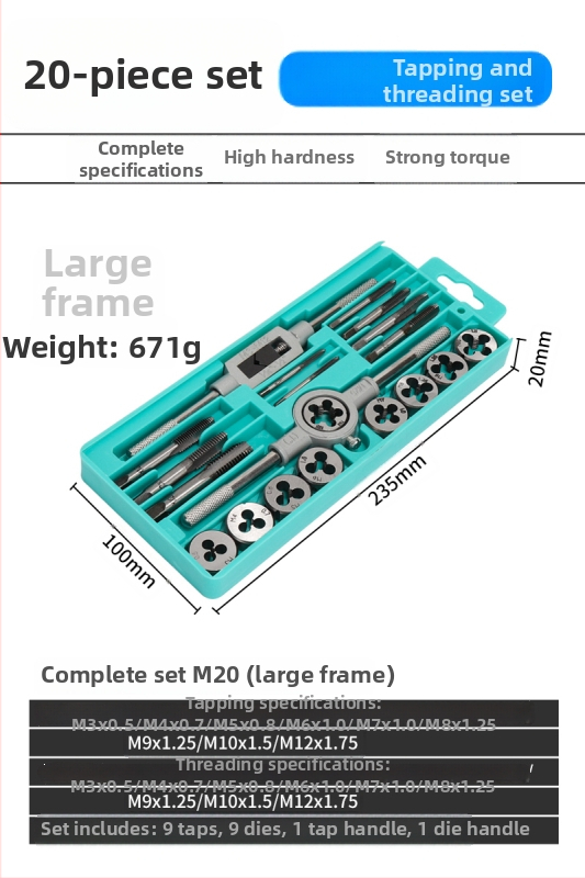 Ručni set za navoj s ručnim držačem alata i bitom – Ručni set za navoj, model F76THTMHH99S58, Marka Other, Preciznost Other