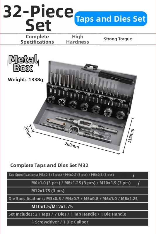 Ručni set za navoj s ručnim držačem alata i bitom – Ručni set za navoj, model F76THTMHH99S58, Marka Other, Preciznost Other