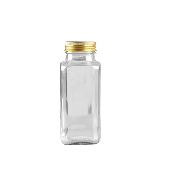 Τετράγωνο γυάλινο μπουκαλάκι για καρυκεύματα, διανομή στερεών καρυκευμάτων, διαφανές γυαλί, δυνατότητα εκτύπωσης λογότυπου