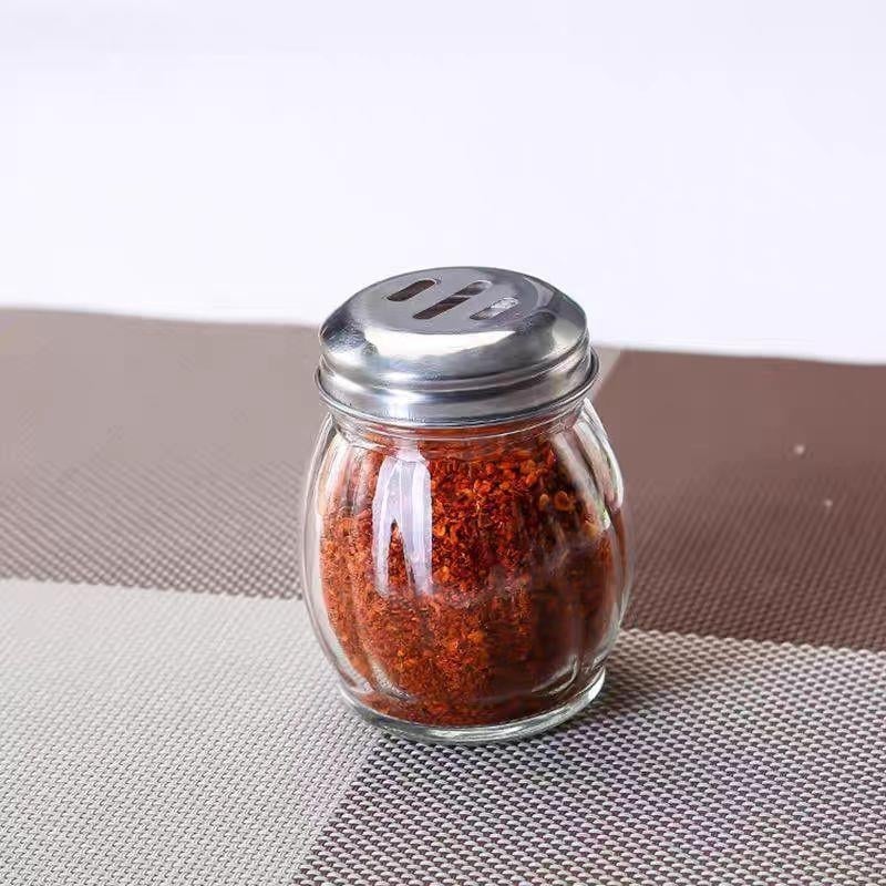 Τετράγωνο γυάλινο μπουκαλάκι για καρυκεύματα, διανομή στερεών καρυκευμάτων, διαφανές γυαλί, δυνατότητα εκτύπωσης λογότυπου