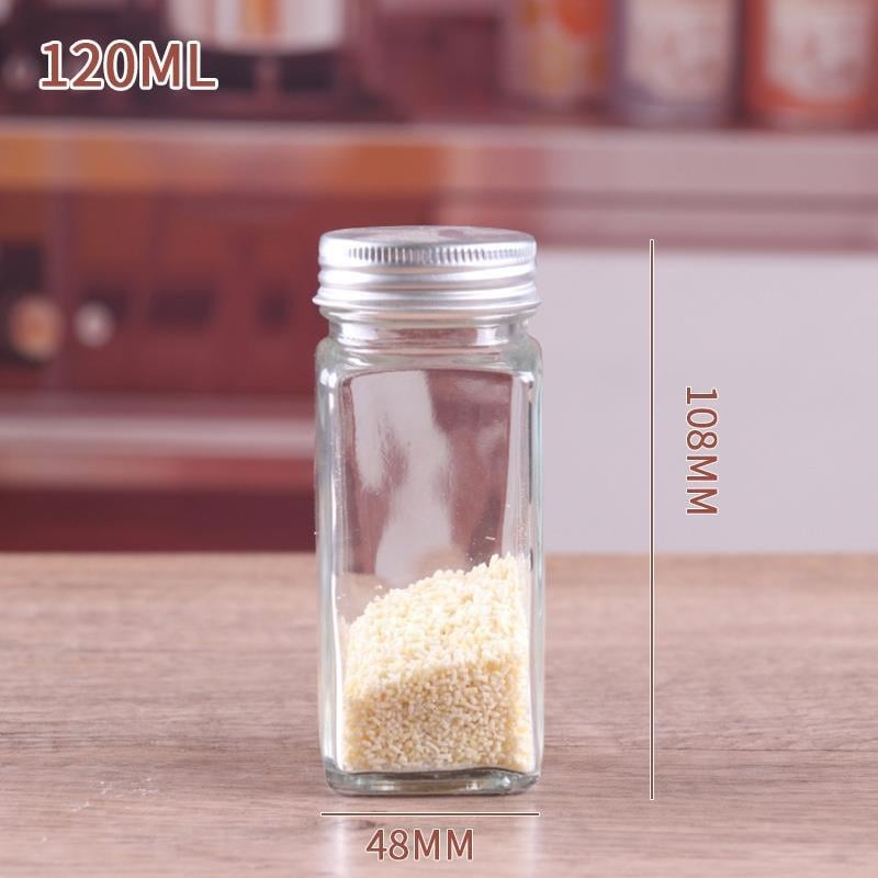 Τετράγωνο γυάλινο μπουκαλάκι για καρυκεύματα, διανομή στερεών καρυκευμάτων, διαφανές γυαλί, δυνατότητα εκτύπωσης λογότυπου