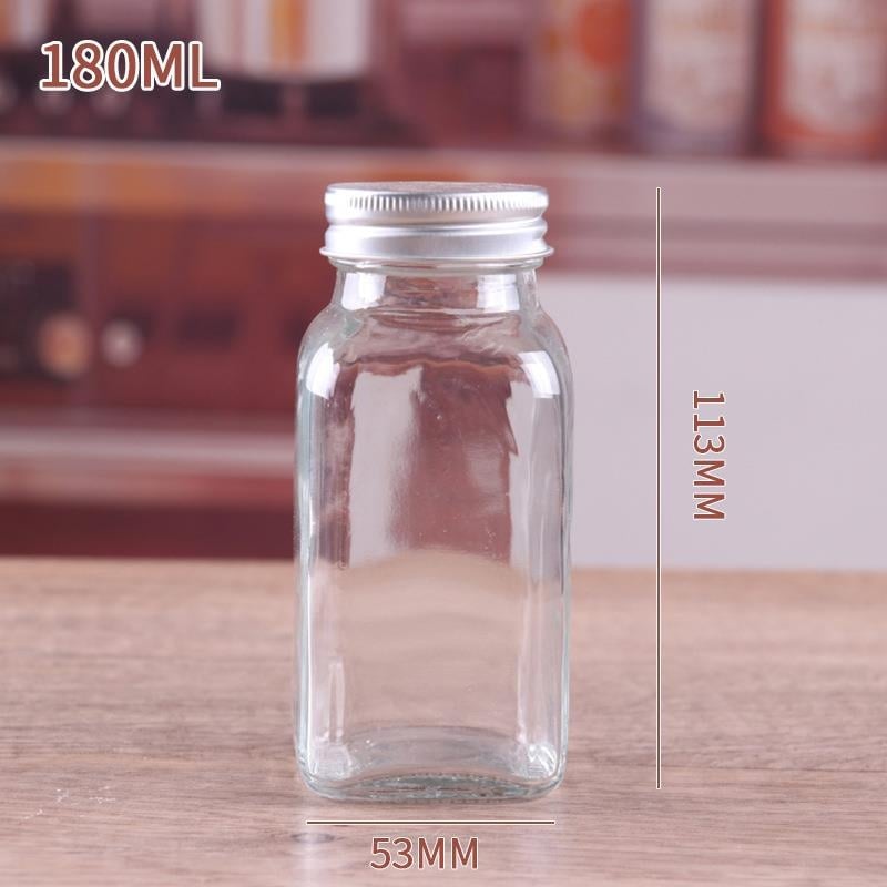 Τετράγωνο γυάλινο μπουκαλάκι για καρυκεύματα, διανομή στερεών καρυκευμάτων, διαφανές γυαλί, δυνατότητα εκτύπωσης λογότυπου