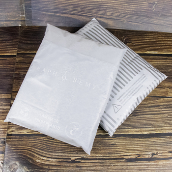 Egyedi PLA biodegradábilis ruházati csomagoló taszka, téglalap alakú, öntapadós zárás, vízálló, zárási hossz 1 cm, termékkód ZG 240523