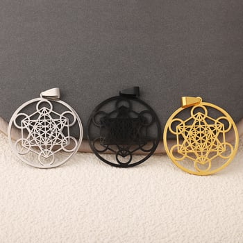 Határokon átnyúló, népszerű közel-keleti nyaklánc 6 kerek rozsdamentes acél medállal, titán acél vágással a külső körben