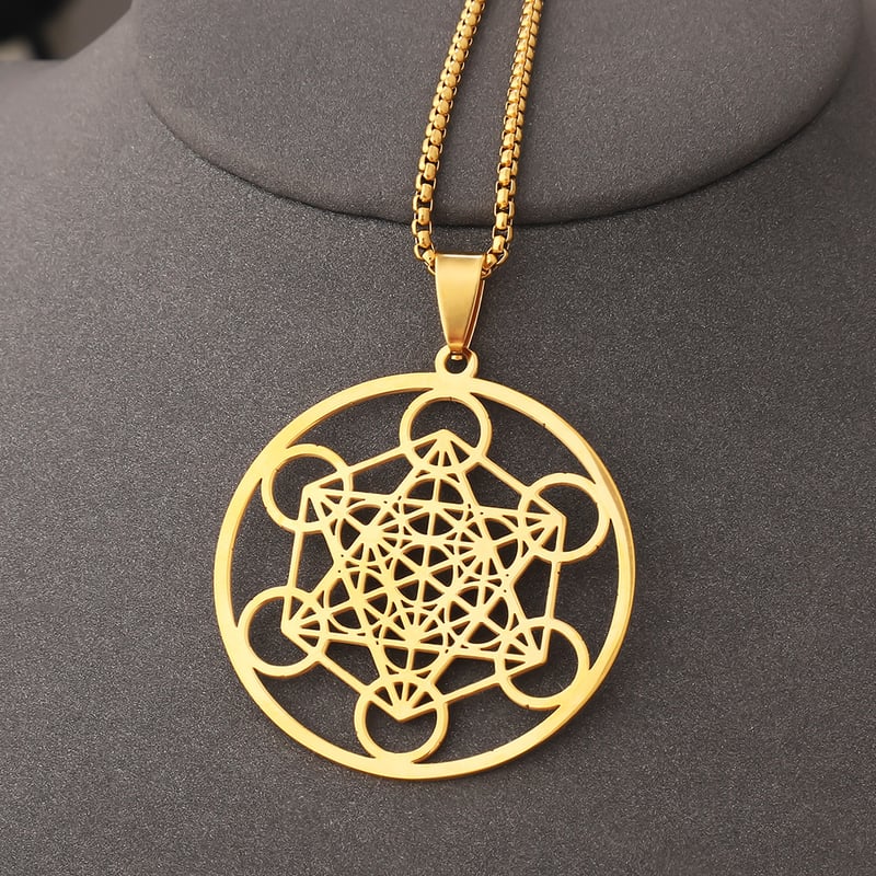 Határokon átnyúló, népszerű közel-keleti nyaklánc 6 kerek rozsdamentes acél medállal, titán acél vágással a külső körben