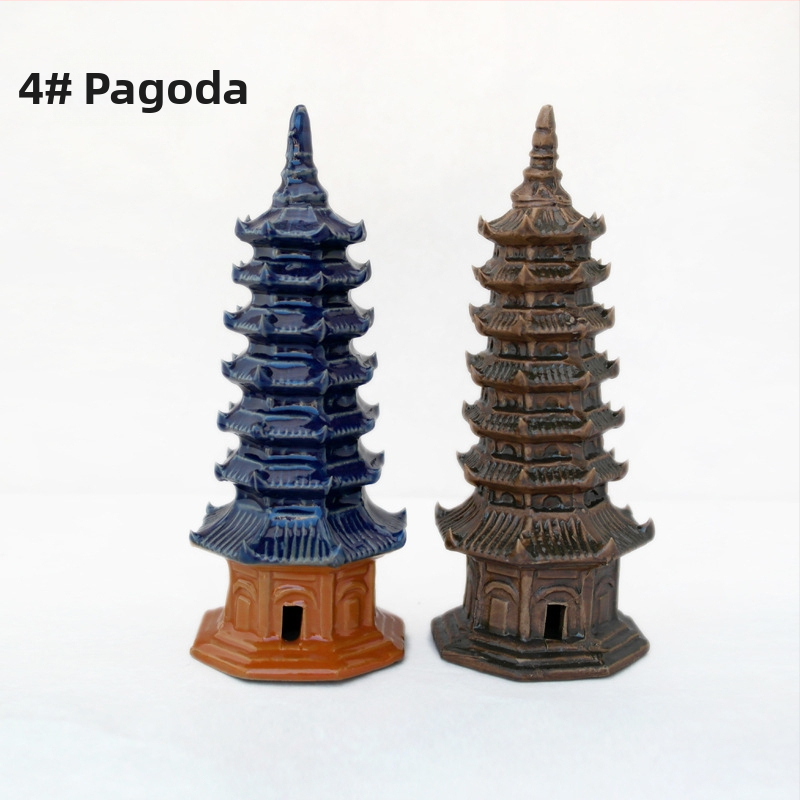 Keramická pagoda pre akvárium – mikro krajina s bonsajom, ručná výroba, nový čínsky štýl