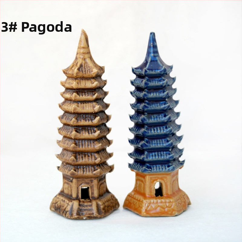 Keramická pagoda pre akvárium – mikro krajina s bonsajom, ručná výroba, nový čínsky štýl