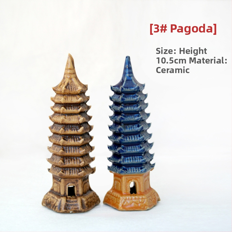 Keramická pagoda pre akvárium – mikro krajina s bonsajom, ručná výroba, nový čínsky štýl