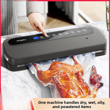 Domáce vákuové baliace zariadenie na potraviny, mokré–suché dvojité použitie, plastové uzatváranie