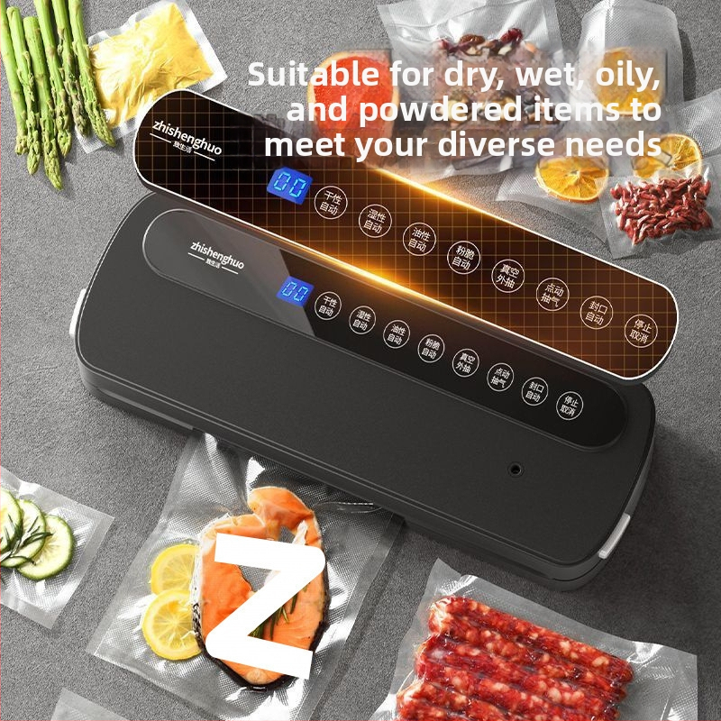 Domáce vákuové baliace zariadenie na potraviny, mokré–suché dvojité použitie, plastové uzatváranie