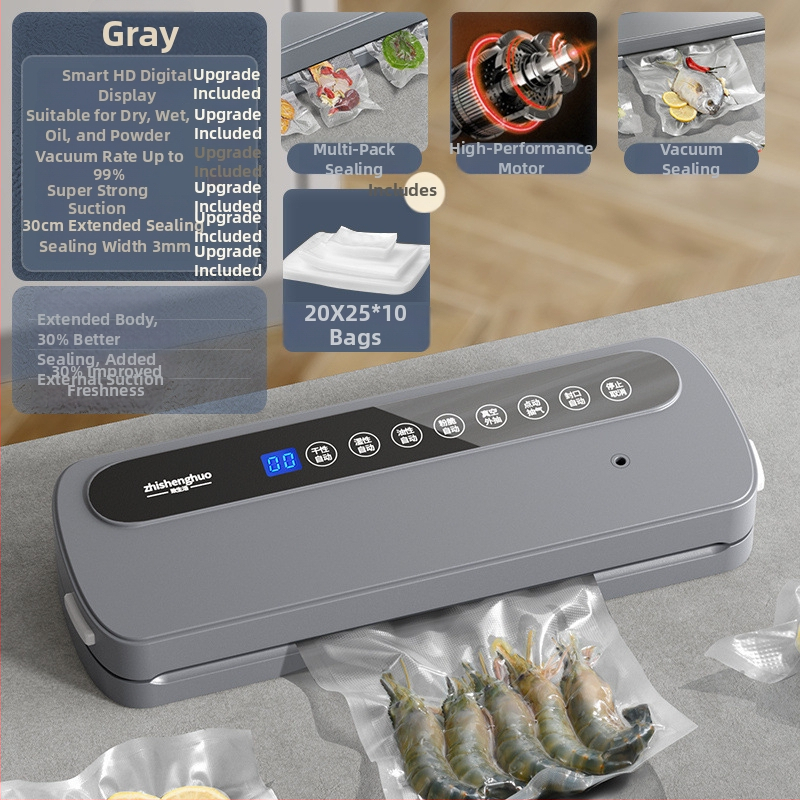 Domáce vákuové baliace zariadenie na potraviny, mokré–suché dvojité použitie, plastové uzatváranie