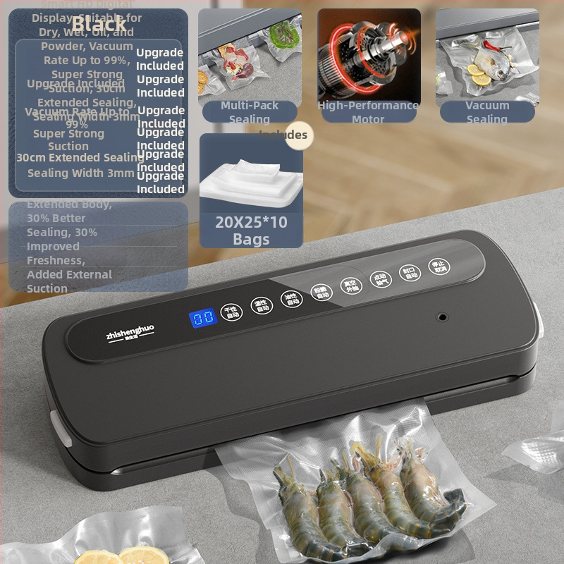 Domáce vákuové baliace zariadenie na potraviny, mokré–suché dvojité použitie, plastové uzatváranie