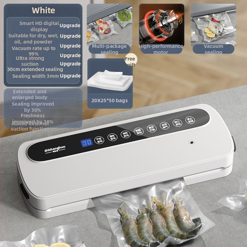Domáce vákuové baliace zariadenie na potraviny, mokré–suché dvojité použitie, plastové uzatváranie