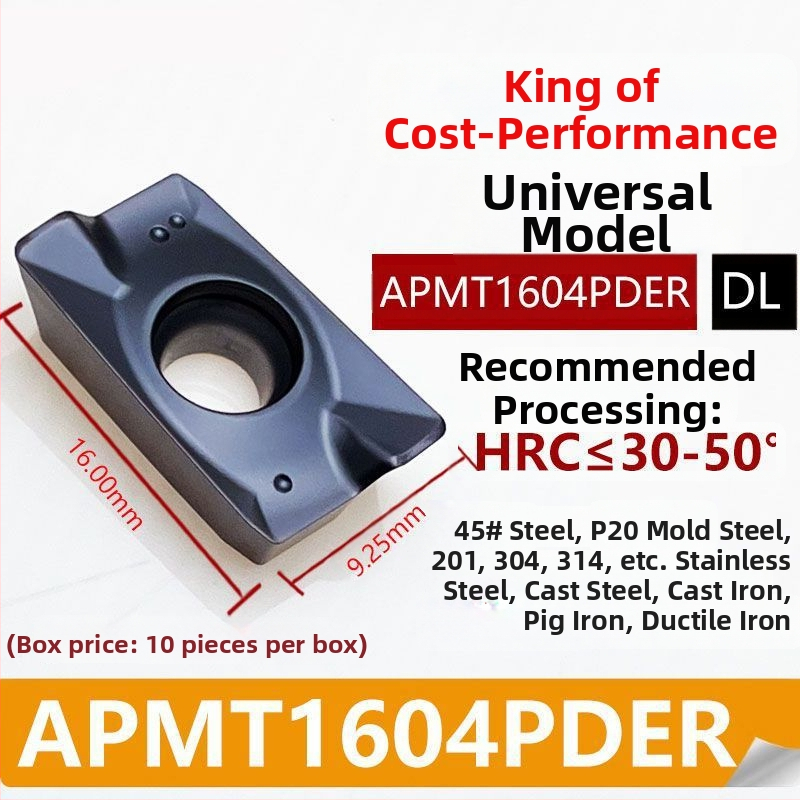 CNC фрезова пластина APMT1135/1604 – бърз подачен ход, закалена, радиус на заобляне R0.8, за неръждаема стомана и чугун