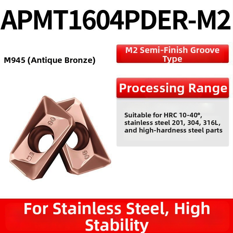 CNC фрезова пластина APMT1135/1604 – бърз подачен ход, закалена, радиус на заобляне R0.8, за неръждаема стомана и чугун