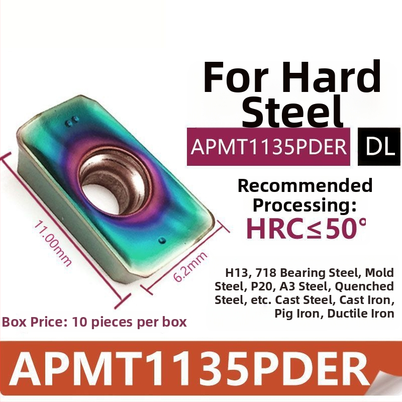 CNC фрезова пластина APMT1135/1604 – бърз подачен ход, закалена, радиус на заобляне R0.8, за неръждаема стомана и чугун